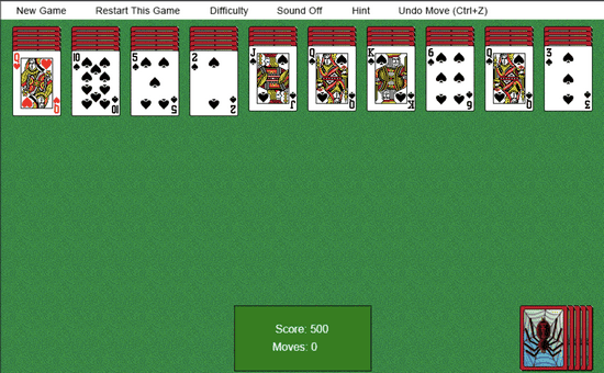 Windows XP Spider Solitaire